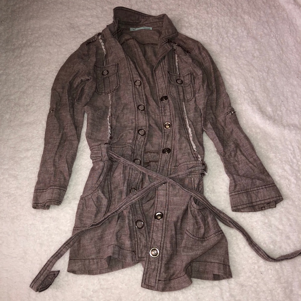 Maurices Brown Button Down Shirt/Tunic with Belt
